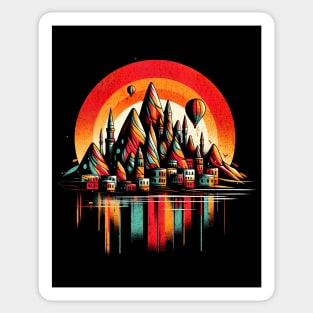 Cappadocia Turkey Vibrant Retro Circle Design Sticker